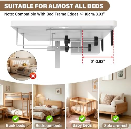 Bedside Shelf, Metal Shelf for Dorm Room Clip On Floating (White) - Image 6