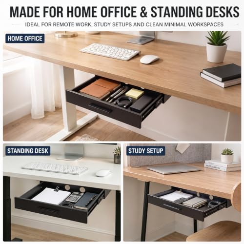 Menkxi 16 x 12 in Under Desk Drawer,Slide out Storage Organizer Heavy Duty - Image 3