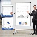 44x26 Rolling Whiteboard on Wheels, Height Adjustable Dry Erase Board - Image 6