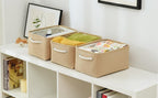 TheWarmHome Storage Bins for Shelves - Medium 3Pack 13.8L*9.8W*6.7H inch Canves Storage Basket for Organizing, Fabric Storage with Handles for Clothes Baby Dog Toys(Beige) - Image 3