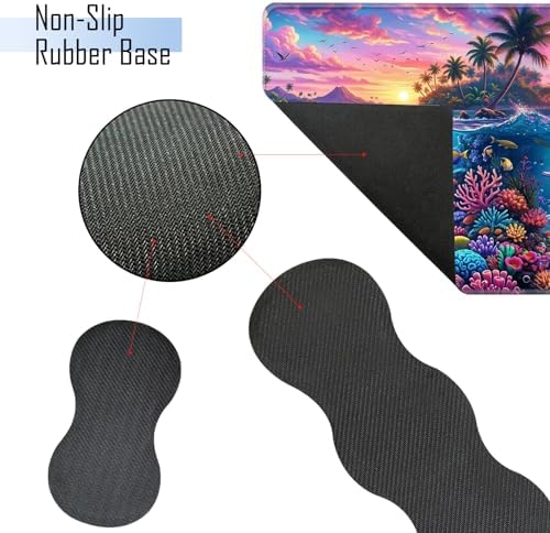 TGFEWYTJYJ Extended Gaming Mouse Pad,Memory Foam Ergonomic Keyboard Mouse Wrist Rest Support Set,Large Desk Mat with Stitched Edges,Non-Slip Base Mousepad Home Office,Dolphin Dream Underwater - Image 3