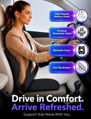 Ergonomic Memory Foam Seat Cushion for Office Chair, Car Seat, Dining, Gaming Chair & Wheelchair | Sciatica, Tailbone & Coccyx Pain and Pressure Relief | Lumbar & Lower Back Support Pillow One Piece - Image 5