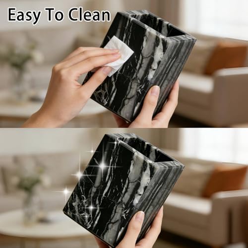 Natural Marble Toothbrush Holder: Pen Holder - Makeup Brush Holder - Marble Organizer for Vanity- Cup for Bathroom - Office & Home Utensil Holder - Desk Organizer - Dark Gray - Image 6