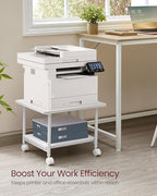 VASAGLE 2-Tier Printer Stand with Locking Wheels, Under Desk Printer Table - Image 3