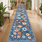 DUKINO 2x12 Washable Runner Rug, Non Slip Long Kitchen Runner Rug, Blue by DUKINO