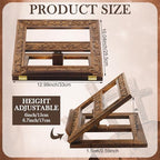 DoubleFill Adjustable Wooden Bible Stand Carved Bible Holder Missal Stand Book Display for Reading Folding Religious Prayer Wooden Holy Book Holder 12.99 x 10.04 Inches(Dark Brown) - Image 2