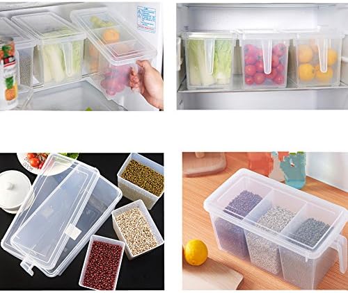 2 Pack Plastic Divided Veggie Storage Containers with Lids and Handles for Fridge Storage Organizer Boxes for Refrigerator Produce Beans Fruits Organzation - Image 4