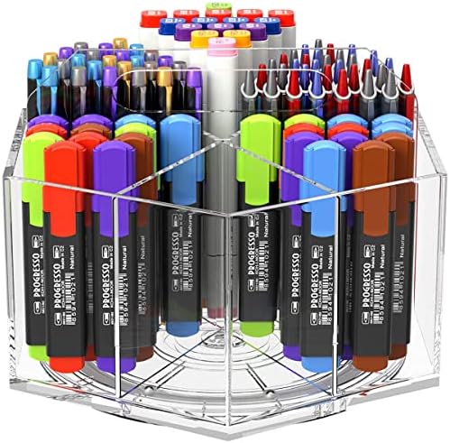 360° Rotating Marker Organizer Holder, Acrylic Pen Pencil Cup Storage by NIUBEE