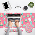 Britimes Keyboard Mouse Pad Set, 4 in 1 Desk Mat Set, Christmas Pine - Image 4