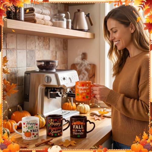 Pickmesh Fall Coffee Mug Set of 6, 10 oz Ceramic Teacher Mugs - Image 4