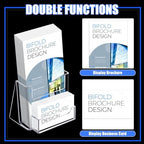 Wenqik Acrylic Brochure Holder with Business Card 4.1 Inch Rack Card Holder Pamphlet Display Stand Organizer for Menu Flyer Magazine Office Booklets(6 Pcs) - Image 3