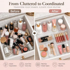 10 Pack Large Clear Drawer Organizer Trays, 3 Sizes, Non-Slip - Image 3