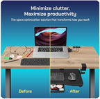 Keyboard Tray | Under Desk Keyboard Tray Slide Out w/Adjustable C-Clamps for Desks Up to 1.5-Inch-Thick | Clamp On Drawer with 1x USB-C to 4 USB-A Hub and 1x Five-Cable Management Organizer - Image 6