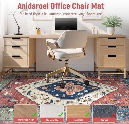 Anidaroel 8x10 Computer Chair Mat, Floor Mat for Office Chair, Under Desk Mat for Rolling Chair on Hardwood, Heavy Duty Office Chair Mat for Rolling Chairs, Anti-Slip Floor Protector Rug, Rust - Image 3