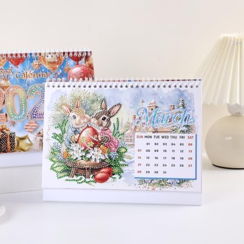 icceemee 2027 Calendar Desk Calendar DIY Diamond Painting Art with Animals theme Calendar, Monthly Flip Planner with To-Do List, Handmade Craft for Office & Home Decor Gift - Image 5