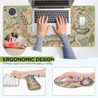 AIMSA Mouse Pad Set Large Desk Mat, Ergonomic Mouse Pad with Wrist Rest, Gaming Mouse Pad Wrist Support Keyboard Mat Combo Office Desk Decor Accessories, Abstract Flower Plants - Image 3
