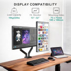 WALI Adjustable Dual Monitor Arm for 13-32 inch Screens, 22 lbs per Arm - Image 2