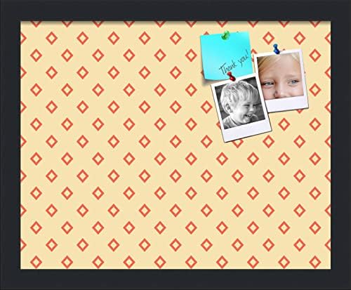 PinPix 15x12 inch Cork Bulletin Board. This Decorative Framed Pin Board Comes with Diamonds in Red and Yellow Design and Satin Black. Ideal for Home, Office Decor or School (PinPix-333) by PinPixBulletinBoards