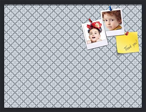 PinPix 32x24 inch Cork Bulletin Board. This Decorative Framed Pin Board Comes with Diamond Pattern in Shades of Blue Design and Satin Black. Ideal for Home, Office Decor or School (PinPix-222) by PinPixBulletinBoards