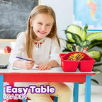 4E's Novelty Classroom Caddy Set of 6, Plastic Caddies for Supply, Caddy Organizer with Handle for Classroom, Rainbow Colors, Desk Caddies for Supplies Keep Desks and Work Stations Organized - Image 6