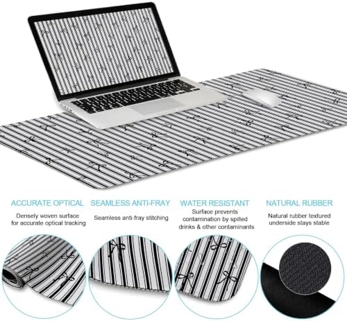 LIMKRIAN Black Striped Ergonomic Large Desk Mat Set with Wrist Rest - Image 5