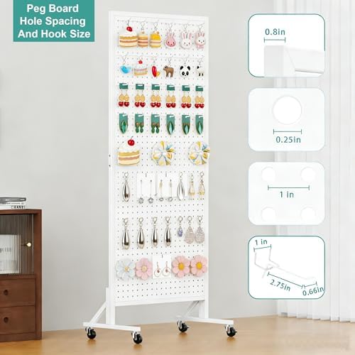 Peg Board Display Stand with Extra 32 Hooks 24" X70” Pegboard - Image 4