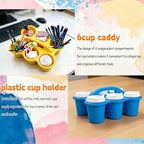 6 Pack Classroom Caddy Organizer with Handle Multicolor Plastic Table Caddy 6 Compartments Storage Cup Holder for School Supplies Art Crafts Crayons Pencils Stackable Desk Caddy for Office - Image 4