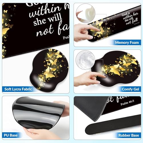Desk Mat Set Keyboard and Mouse Pad with Wrist Rest Support - Image 4