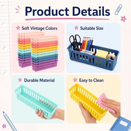 24 pcs Bright Pencil Basket Dispenser for Classroom Pencil Holder for Desk - Image 3