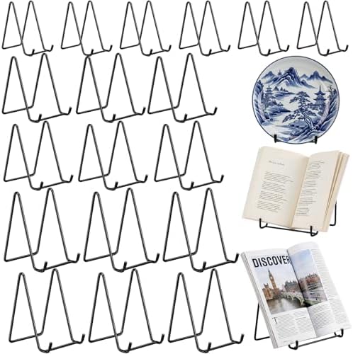 18 Pack 6/ 8/ 10 Inch Iron Metal Plate Stands for Display Black Display Holders for Plates, Photos, Frames, Decor, Books & More, Modern and Sturdy Easels for Home & Office, 3 Sizes by Acellegic