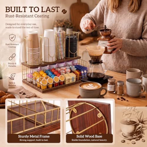 Geelin Coffee Cup and Lids Organizer with 4-compartment Double Layer - Image 6