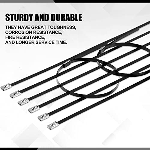 Pelopy Black 304 Stainless Steel Zip Ties, 1000 Pcs, 11.8" - Image 4