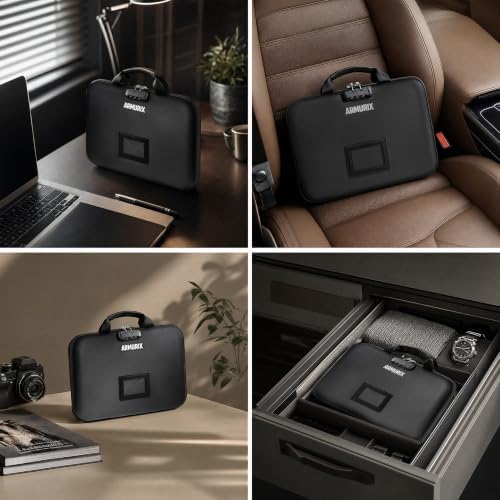 Fireproof Document Box with Lock,Hard-Shell Case File Organizer with 13 Pocket File Folder,Portable Office Travel Storage for Important Documents Passport Laptop (Black, Style C) - Image 6
