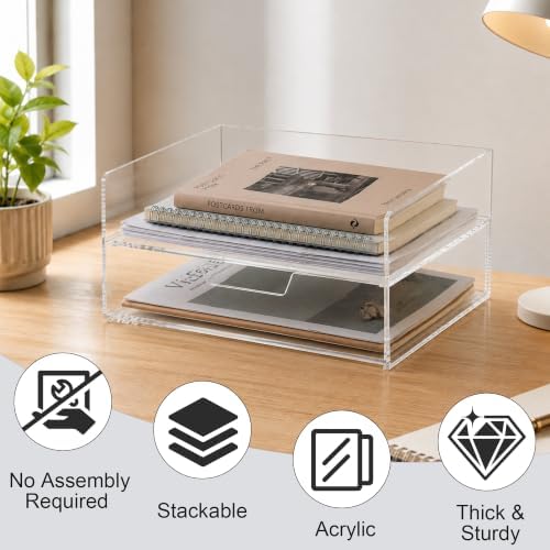 Clear Acrylic Desk Organizer with Drawer – Paper Tray Office Storage - Image 5