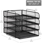 Mind Reader Stackable Paper Tray, Desktop Organizer, File Storage, Office, Metal Mesh, 10.5" L x 13.5" W x 11.25" H, 4 Pcs., Black - Image 3