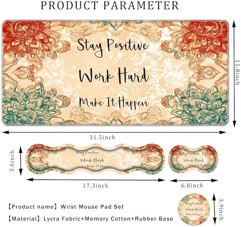 Keyboard Wrist Rest Set,Memory Foam Wrist Support Mouse Pad,31.5"x11.8" Desk Mat for Comfortable Typing & Pain Relief,Non-Slip Base for Office & Home Use - Inspirational Quotes - Image 2