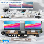 gianotter Dual Monitor Stand Riser With Drawer and 2 Pen Holders - Image 2