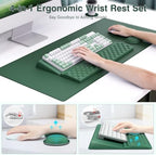 Ospelelf Keyboard Wrist Rest Stand Pad and Ergonomic Mouse Pad Set with Large Mousepad, Memory Foam Comfort, Premium Office Desk Accessories for Pain Relief, Green - Image 2