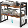 ELITEROO Desktop Shelf Organizer, 2 Tier Wood Desk Bookshelf, Rustic Brown by ELITEROO