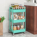 Sywhitta 3-Tier Plastic Rolling Utility Cart with Wheels for Storage, Green - Image 6