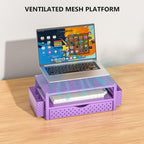 WALI Desk Organizer with Drawer and Pen Holder, 3 Tier Computer Monitor Stand for Home Office Supplies, Laptop Stand Riser for Computer, Laptop, Printer(PTT004-V), 1 Pack, Purple - Image 4