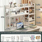 Desktop Bookshelf, pegboard Storage and Organization Rack, Dorm Desk Shelf, Desk Hutch, Desktop Storage for Office, Study, Student Display Rack,Desktop Shelves (White 45.3" Lx9.9 Wx37 H) - Image 2