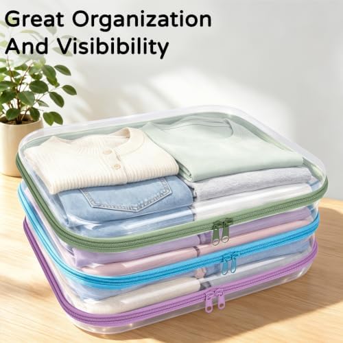3 Pack Extra Large Clear Hard Shell Zipper Case with Labels, Teal - Image 4