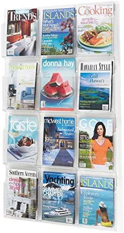 Safco Reveal Literature Rack, 12 Magazine Holder, Wall Mountable, Thermoformed Plastic Resin Construction, No Sharp Edges or Corners, Acrylic, Clear - Image 3