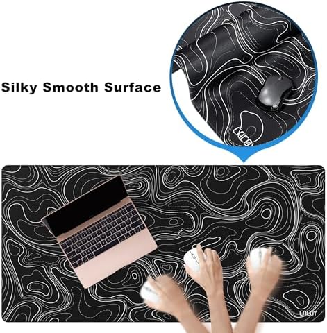 Cacoy 48" x 24" Black Topographic Gaming Mouse Pad, Non-Slip Large Desk Mat - Image 5