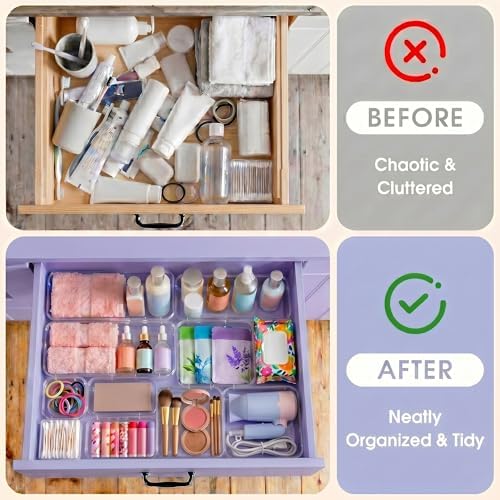 16 Pcs Extendable Clear Drawer Organizer|2-Size Expandable Drawer Dividers - Image 6