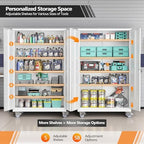 VINGLI Large Metal Storage Cabinet with 2 Doors and 5 Adjustable Shelves, Upgraded Height & Wide & Deep, 40''W x 20''D x 72''H, Oversized Garage Storage Cabinet with Wheels and Locks (White) - Image 5