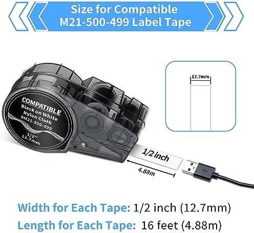 Replacement for M21-500-499 Black on White Nylon Cloth 1/2 Inch Label Tape - Image 5