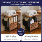 22" Large Printer Stand with 2 Drawers, Rolling Printer Table, File Cabinet - Image 6