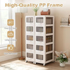 Giantex 5-Tier Rolling Storage Cart, Utility Cart with 5 Drawers & Lockable Wheels for School Art Craft Supplies, Plastic Organizer and Storage for Kitchen, Bedroom and Home Office - Image 7
